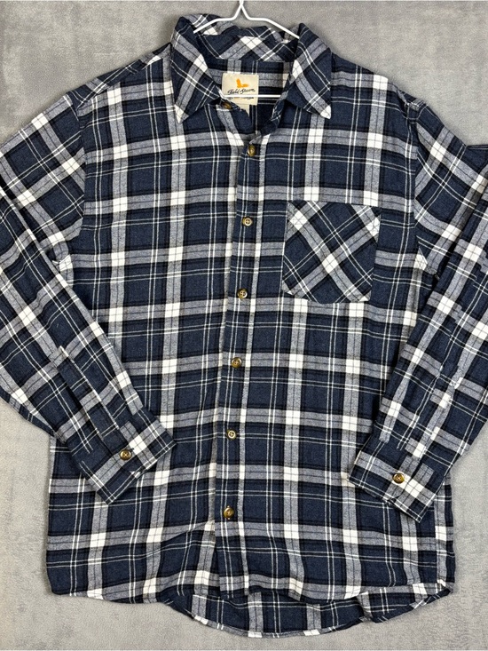 Field & Stream Other - Field & Stream Men's Medium Flannel Shirt Blue White Plaid Long Sleeve Excellent